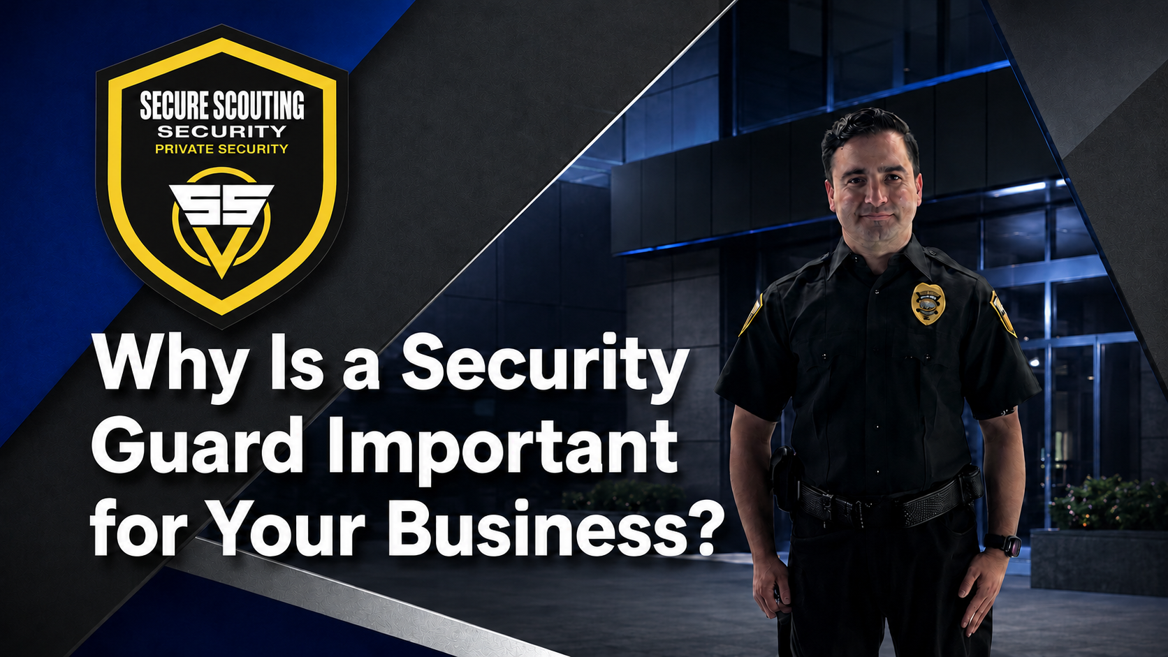 Security guard important for your business — Secure Scouting officer protecting a commercial property.