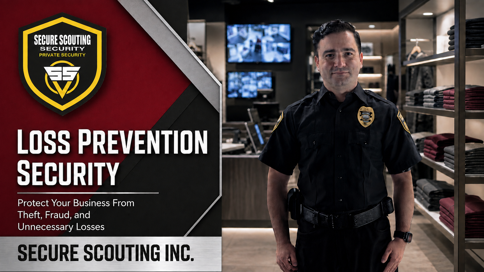 Loss prevention security officer protecting a retail business from theft and fraud