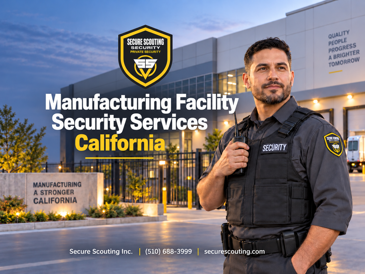 Manufacturing Facility Security Services California officer protecting an industrial facility