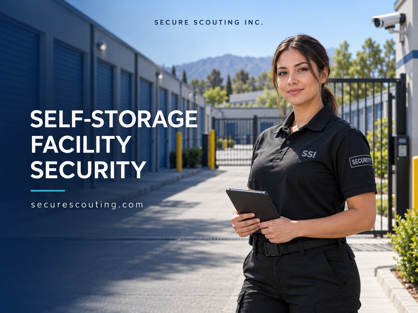 Security officer providing self-storage facility security at a gated storage property.